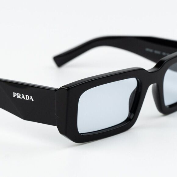 NEW Prada PR06YS 16K10L Black Cielo Blue Rectangle Unisex Sunglasses - Picture 7 of 11